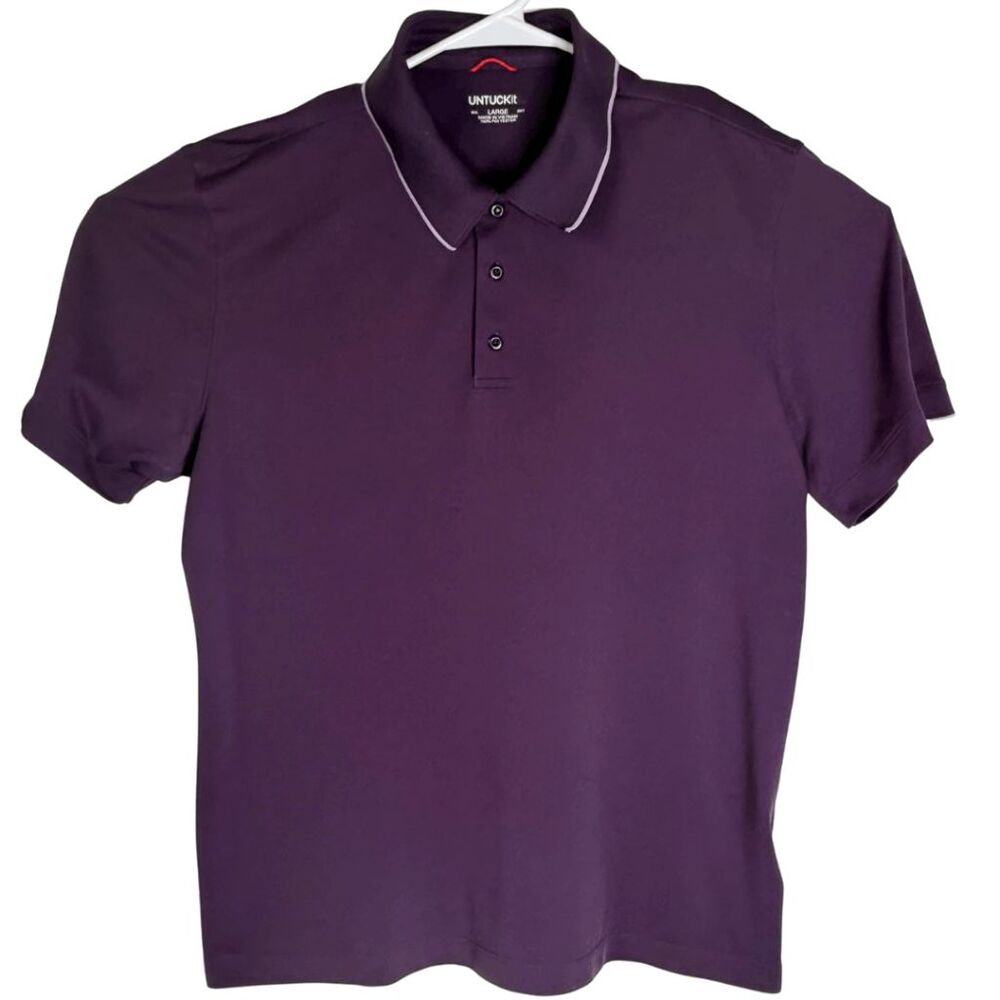 UNTUCKit Men's Bennett Collared Short Sleeve Golf‎ Polo Shirt Purple Size Large